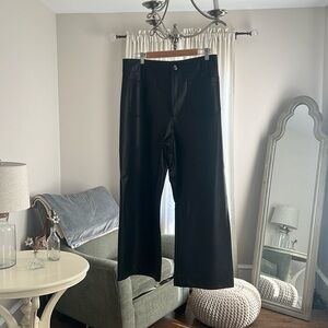 The Colette Cropped Wide-Leg Pants by Maeve: Faux Leather Edition in Black.